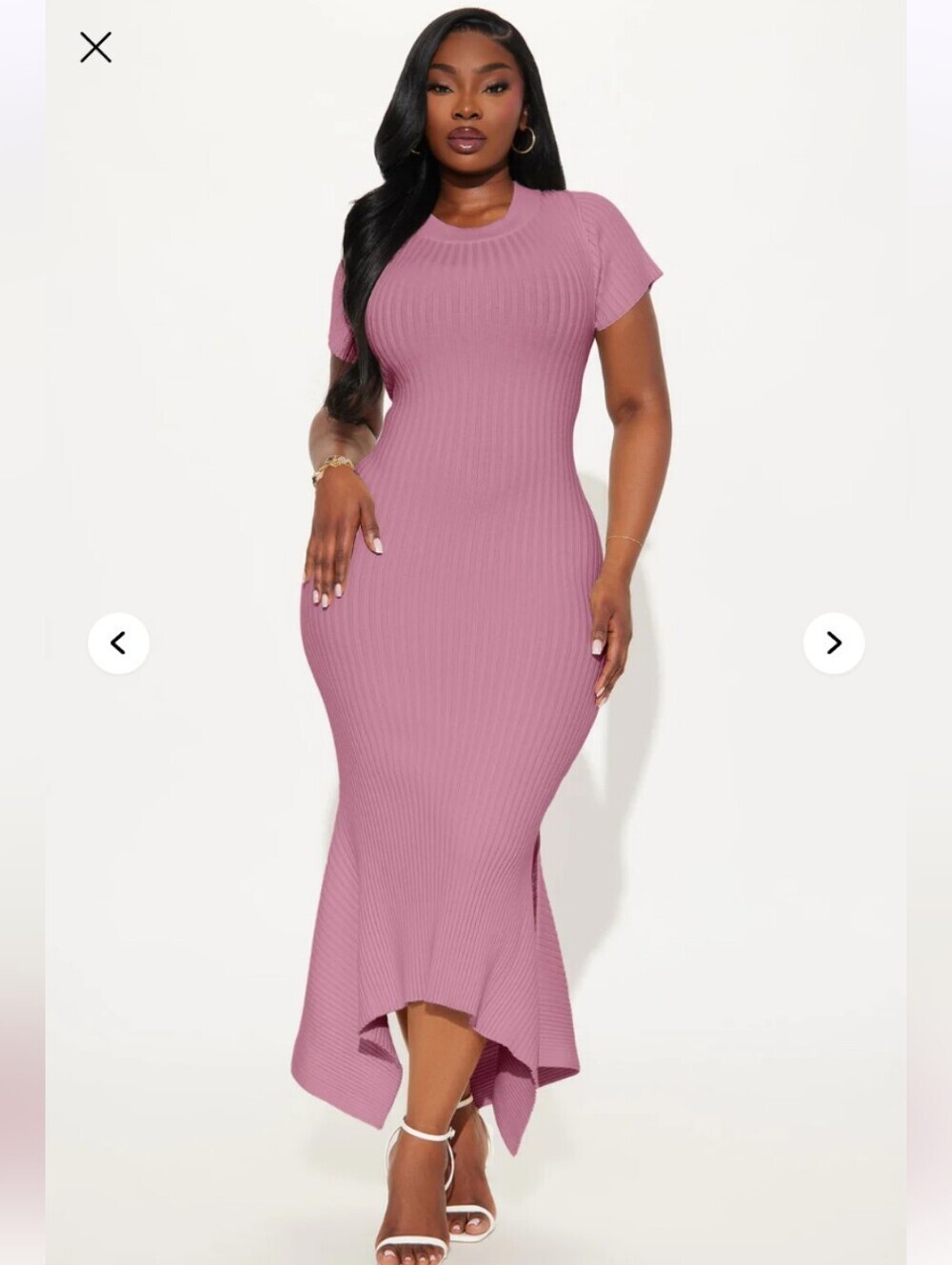 Fashion Nova Rare Catch Ribbed Midi Dress - Mauve 1X (NWOT)